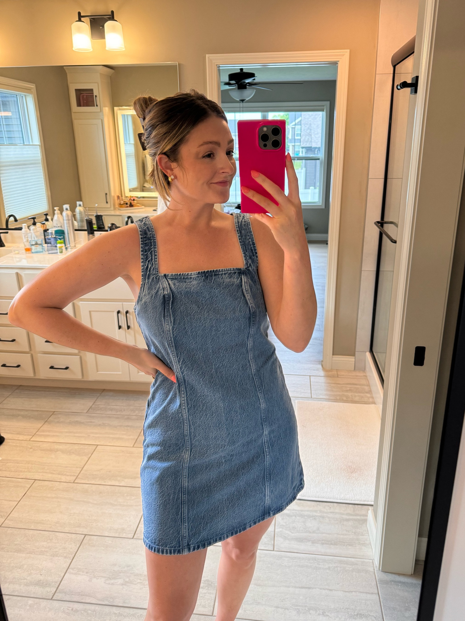 Wearing a M! 

Country concert dress, denim dress 