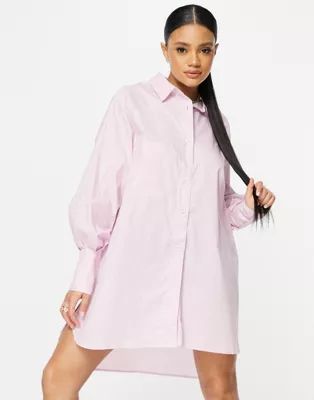 Threadbare oversized balloon sleeve shirt dress in lilac | ASOS (Global)
