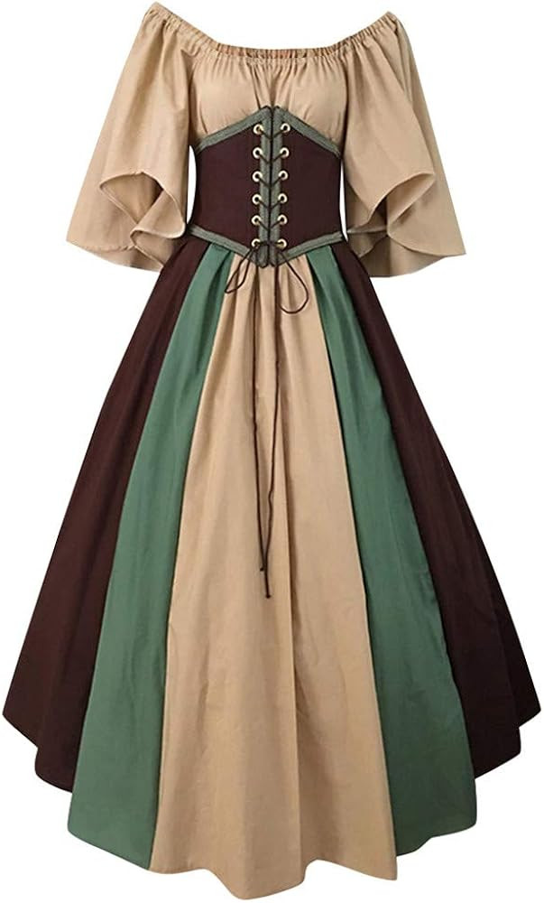 Victorian Dress for Women Medieval Renaissance Dress with Corset Flare Sleeve Vintage Long Under ... | Amazon (US)