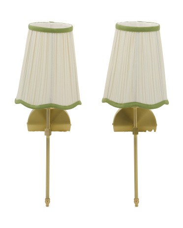 2pk 20in Cordless Metal Pleated Scalloped Pole Sconces | Marshalls