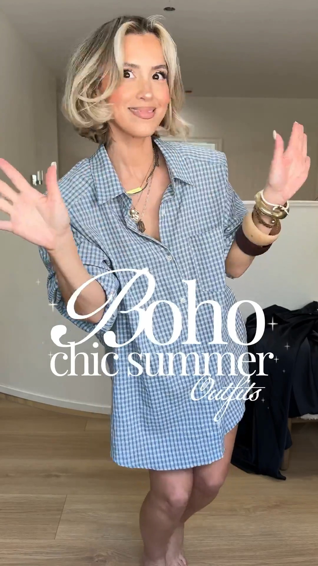 Boho chic summer outfits ✨🙌🏼

Outfit 1: exact maxi skirt is Chilco from Free People but I linked a similar and more affordable version from Amazon as well! 

I’m so sorry, but I could no longer find the exact blue button up available anywhere. I linked to the exact button up except in a different color (from revolve). It has shoulder pads and it’s freaking amazing. You could achieve this look by wearing any blue button up and wearing shoulder pads for that very structured look. I linked my favorite shoulder pads and similar men’s button up (size down). 

Outfit 2: exact jeans are Eden High from Free people but most sizes are gone, so I linked very identical jeans to those. You just really need wide leg high-rise jeans to achieve this look. ￼

Outfit 3: scarf top is from Amazon! I’m only wearing nappies because I have pretty small ones. ￼But I did link a very reliable self adhesive bra that you can try with this top. Black pants are Zara Medium (but the image below shows them in pink only). 

Small in skirts + tops | size 27 in jeans

#LTKgrwm #LTKootd #LTKU