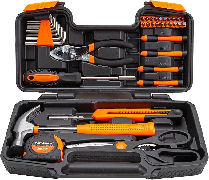 CARTMAN 39 Piece Tool Set General Household Hand Kit with Plastic Toolbox Storage Case Orange | Amazon (US)