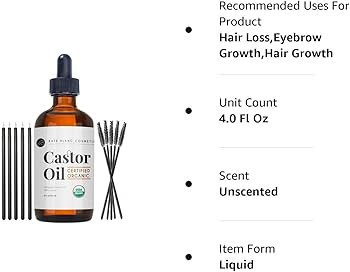 Kate Blanc Cosmetics Organic Castor Oil (4oz). 100% Pure, Cold Pressed, Hexane Free in a Glass Bo... | Amazon (US)