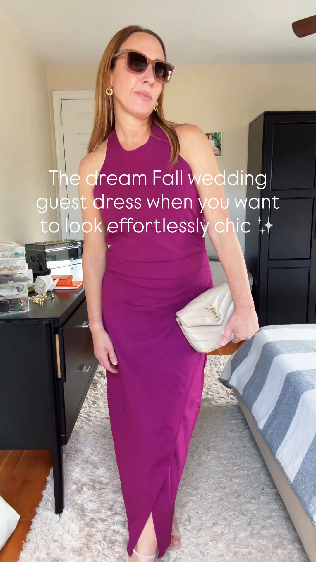Fall wedding guest season is officially here, and this aubergine shade is the absolute moment 🍇✨

If you have a special night out, an autumn wedding, or a formal event on your calendar, this silhouette is an absolute dream. It feels incredibly comfortable and effortless to wear, but looks completely high-end, luxurious, and chic. It pairs beautifully with simple neutral accessories to let the color do all the talking.

🛍️ Want the direct link to this exact dress and accessories? Comment DRESS below and I’ll send links straight to your inbox!
.
.
.
.

#fallweddingguest #weddingguestdress #dateoutfitideas #casualmomoutfits #busymomstyle everydaymomstyle outfitideasformoms chicstyle shopmy falltrends formaloutfits neutralaccessories