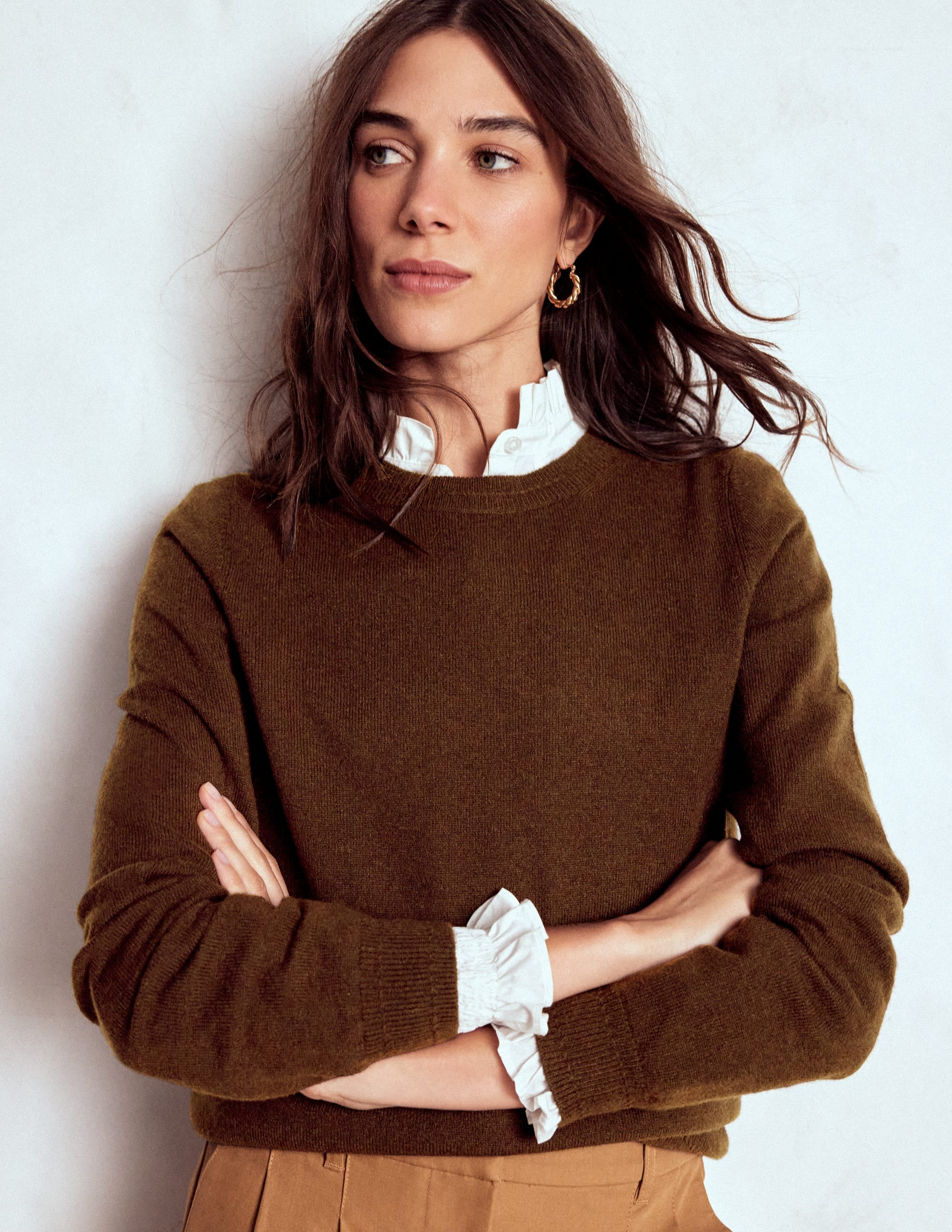 Eva Cashmere Crew Neck Jumper-Mocha | Boden UK