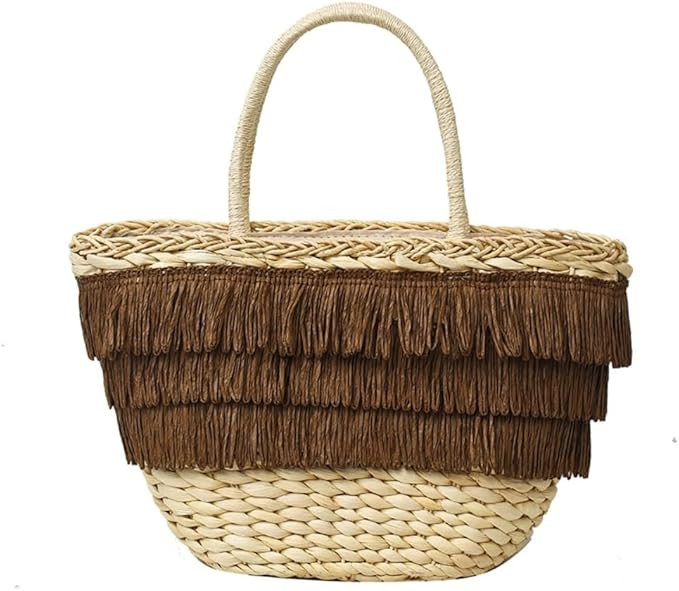 Women's Summer Seaside Woven Tote with Tassel -Summer vacation knitting bag | Amazon (US)