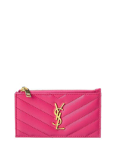 Logo Plaque Leather Card Holder | Gilt