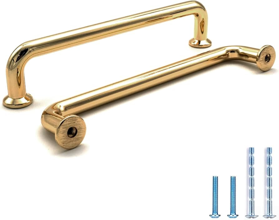 10 Pack Hole Center 5''(128mm) Polished Brass Kitchen Cabinet Pulls.Zinc Alloy Solid Round Cabine... | Amazon (US)