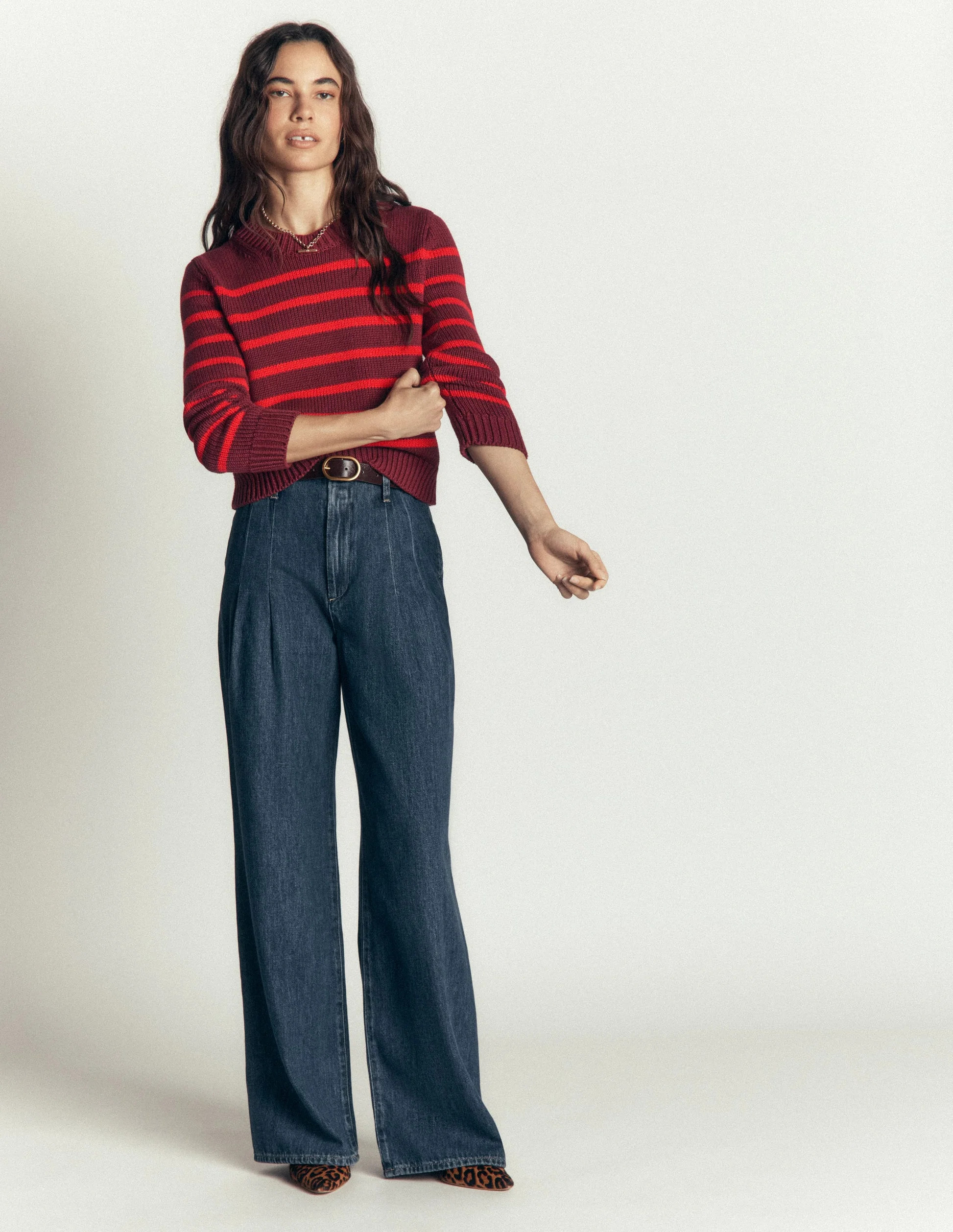 Lucy Chunky Cotton Sweater-Chestnut, Poppy Red | Boden (US)