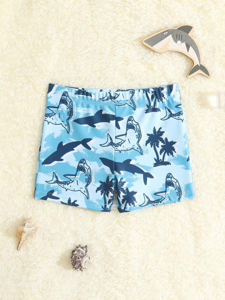 Baby Boy Whale & Coconut Tree Print Swim Shorts | SHEIN