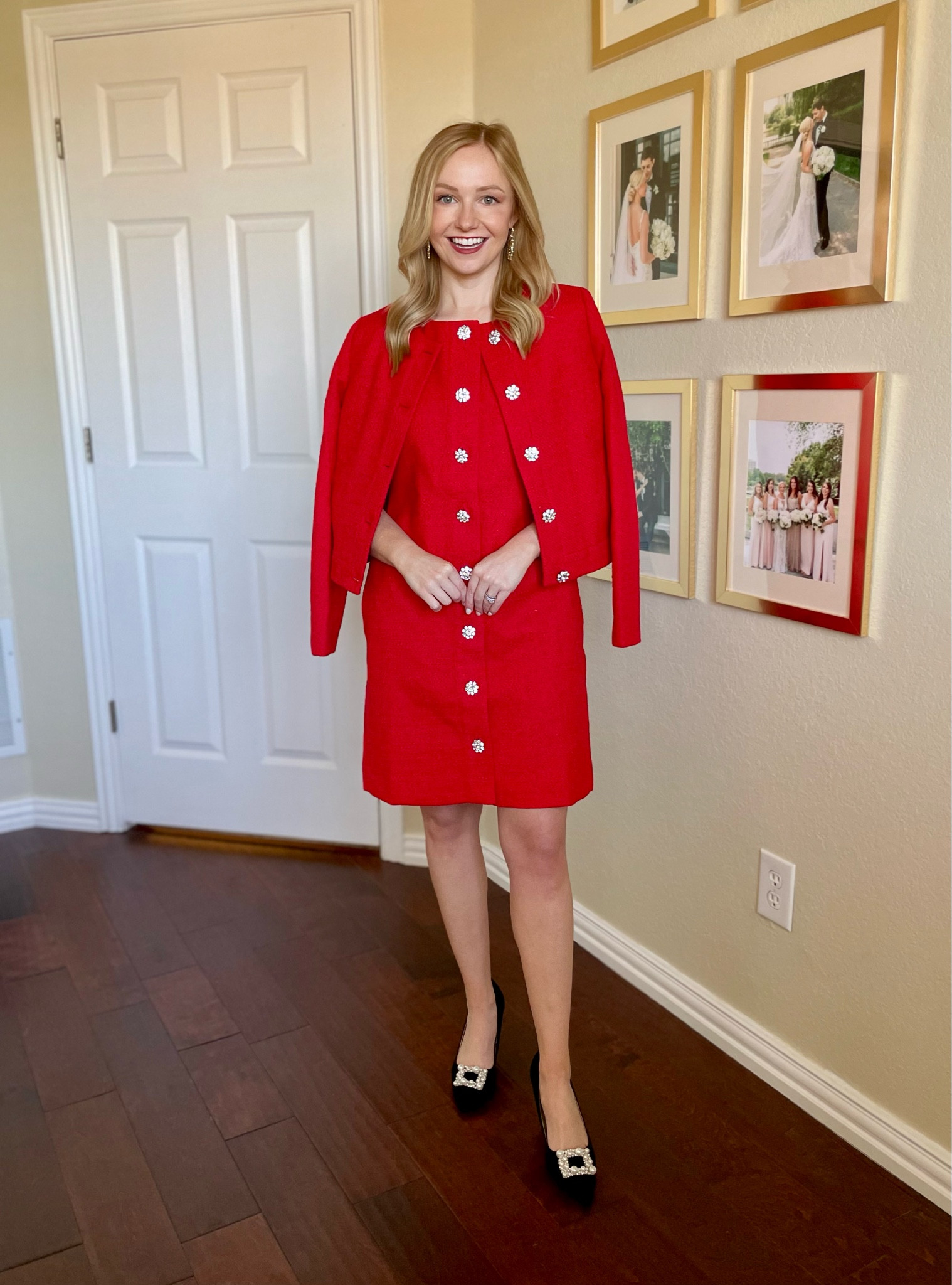 Wearing a 0 in both dress and jacket | red dress, red tweed dress, tweed dress, holiday dress, holiday outfit 

#LTKHoliday #LTKCyberWeek #LTKSeasonal