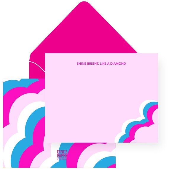 Shine Bright  Boxed Stationery Set  Blank Pink Blue Bridal | Etsy | Etsy (US)