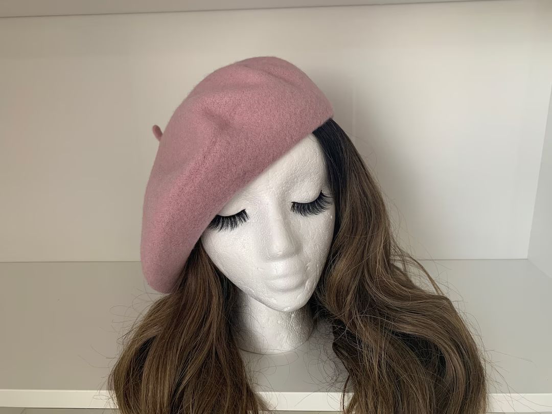 Salefrench Beret, Classic Wool Beret, Spring Beret. Pastel Pink Beret Made of 100% Wool. Wool Hat... | Etsy (US)