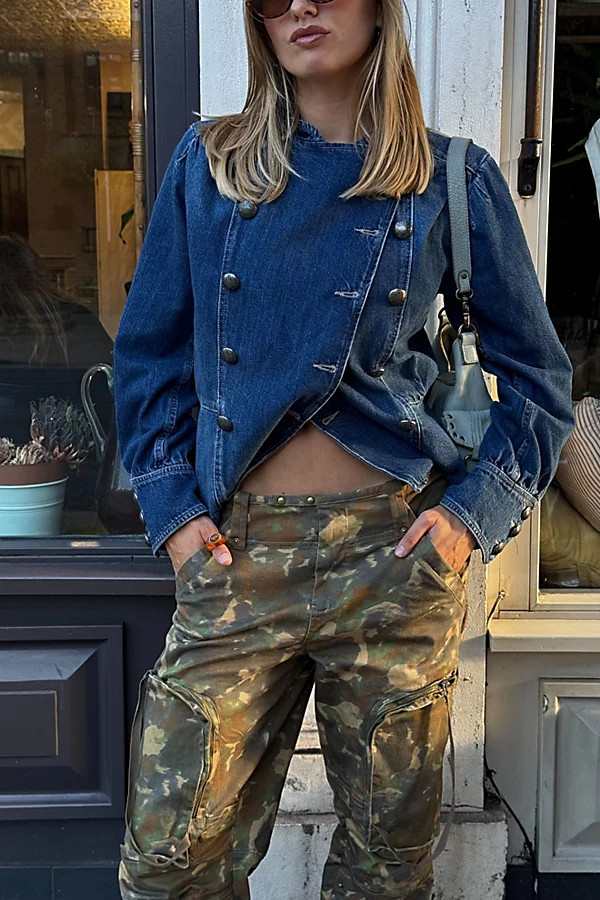 We The Free Imogene Denim Officer Jacket | Free People (Global - UK&FR Excluded)