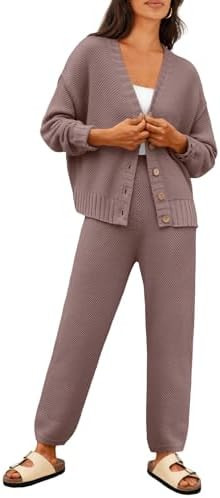 LILLUSORY Womens Cardigan Pants Sets 2 Piece Slouchy Sweater Loungewear | Amazon (US)