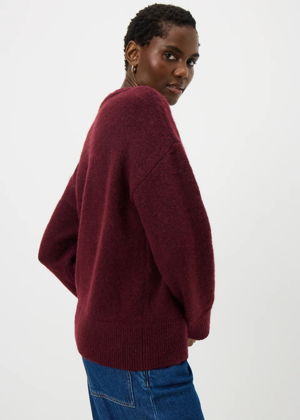 Burgundy Fluffy Oversized Jumper | Matalan (UK)
