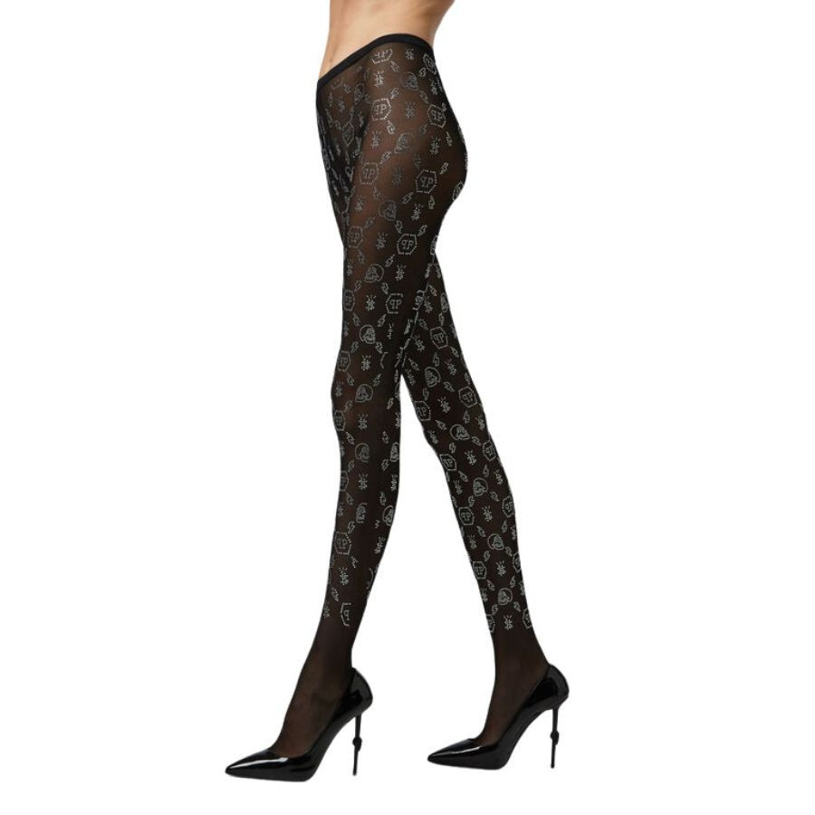Philipp Plein Black Monogram Nylon Tights | Jomashop.com & JomaDeals.com