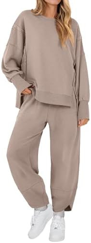 ANRABESS Womens 2 Piece Outfits Sweatsuits Oversized Sweatshirts Barrel Pants Matching Lounge Set... | Amazon (US)