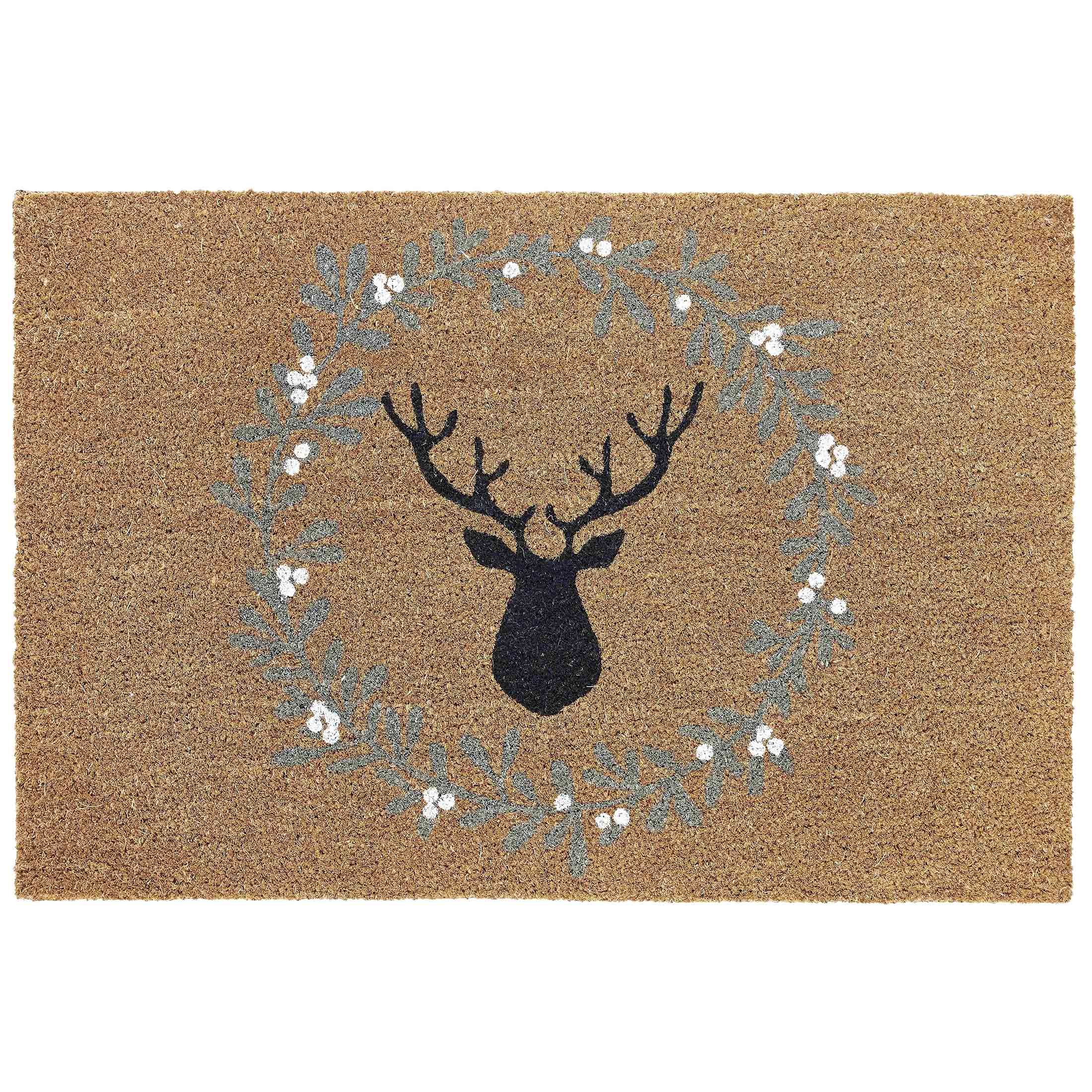 My Texas House Reindeer Holiday Printed Outdoor Coir Doormat - Natural, 18" x 30": | Walmart (US)