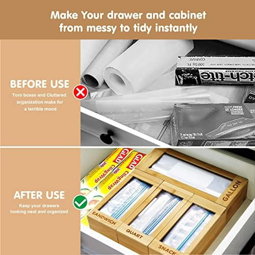 Lossey Ziplock Bag Organizer for Drawer, Food Storage Bags Organizer, Plastic Bag Organizer, Bamb... | Amazon (US)