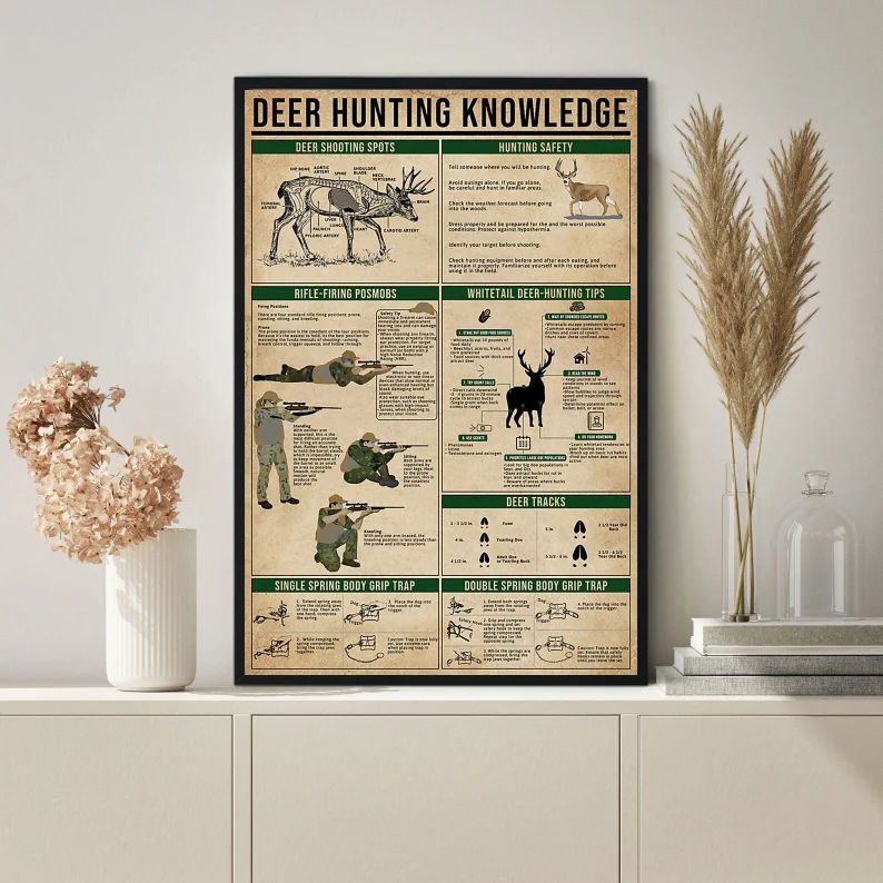 Deer Hunting Knowledge Poster, Hunting Poster, Gift For Hunting Lover, Hunting Gift, Hunting Prin... | Etsy (US)