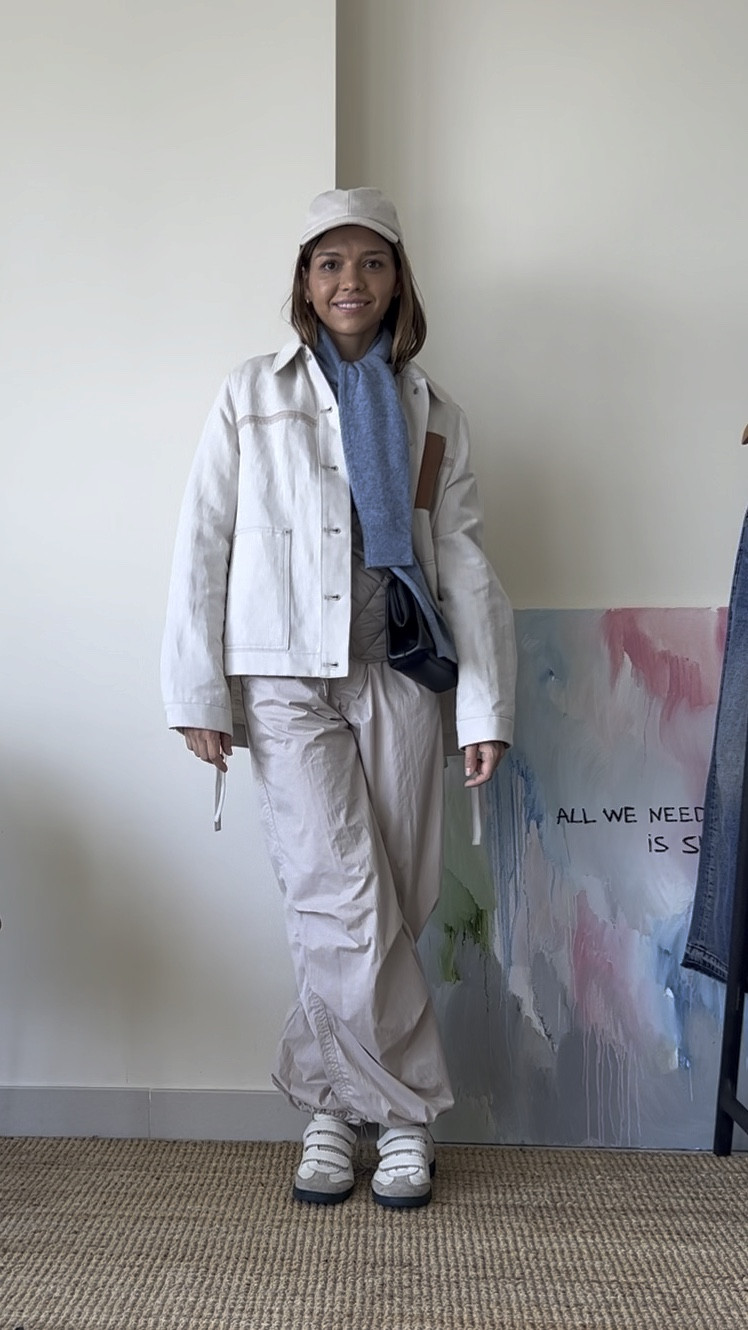 Parachute pants, sneakers, denim jacket, blue wool jumper

#LTKunder50 #LTKtravel #LTKSeasonal