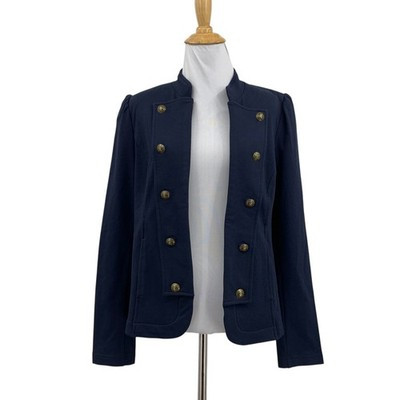 Tommy Hilfiger Jacket Womens S Small Navy Open Front Shoulder Pads Military Band | eBay US