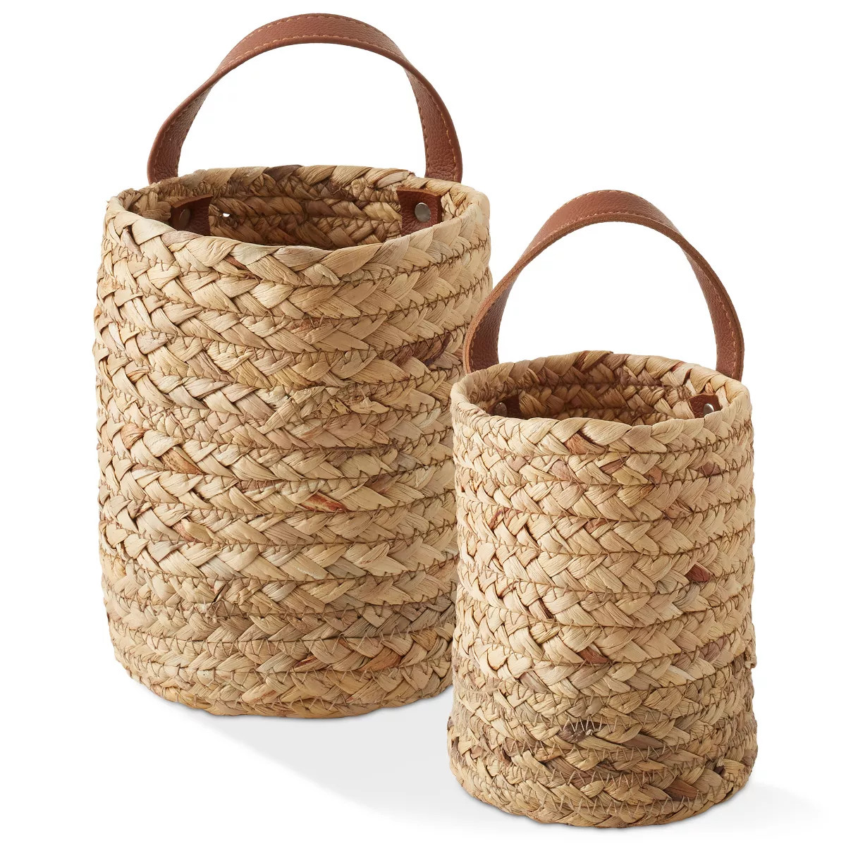 Casafield Set of 2 Wall Hanging Baskets with Handles (Small and Large) - Natural Water Hyacinth, ... | Target