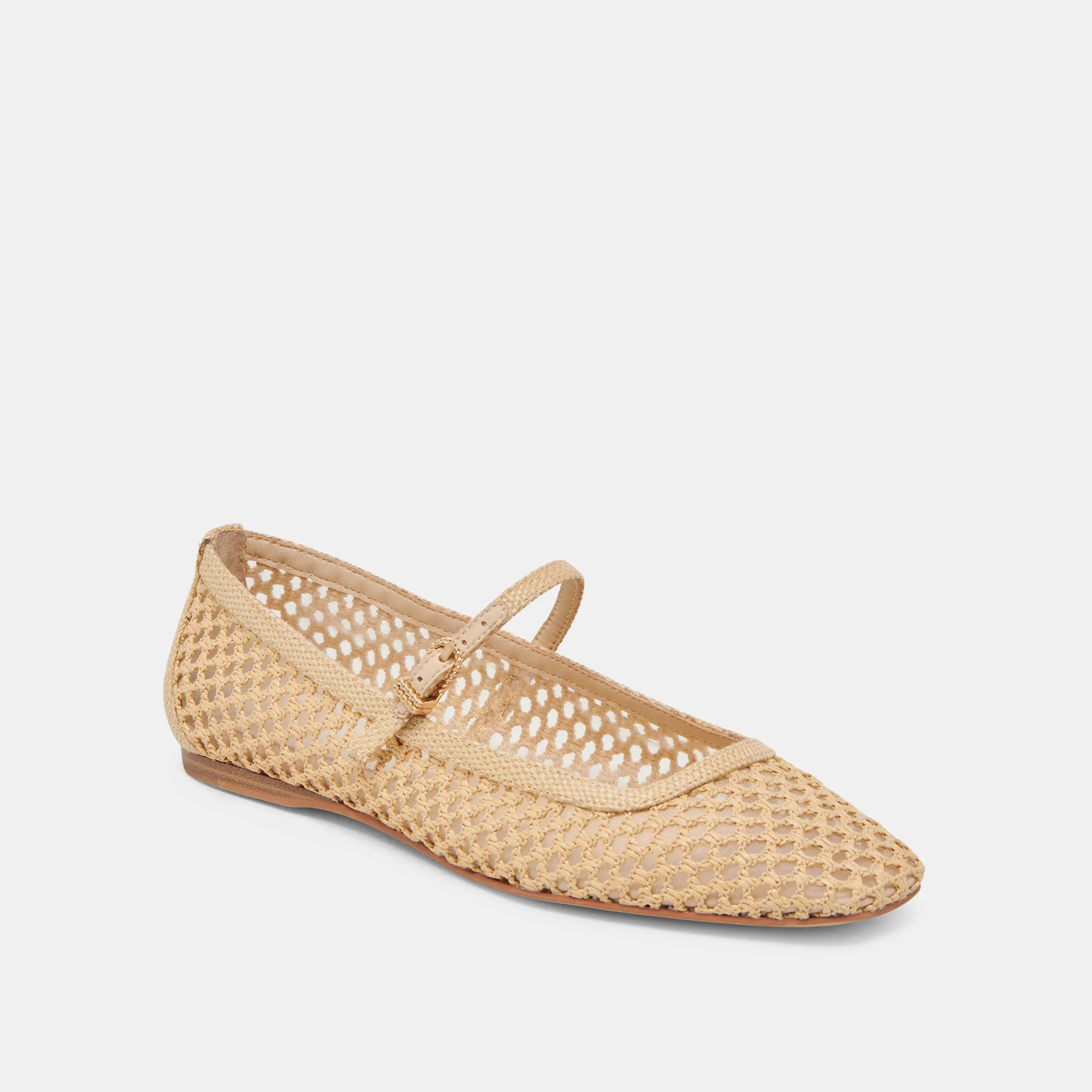 REYES WIDE BALLET FLATS LT NATURAL WOVEN RAFFIA | DolceVita.com