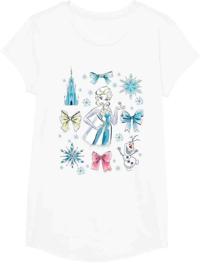 Disney Frozen Elsa Bow Acuarela Collage Camiseta | Amazon (US)