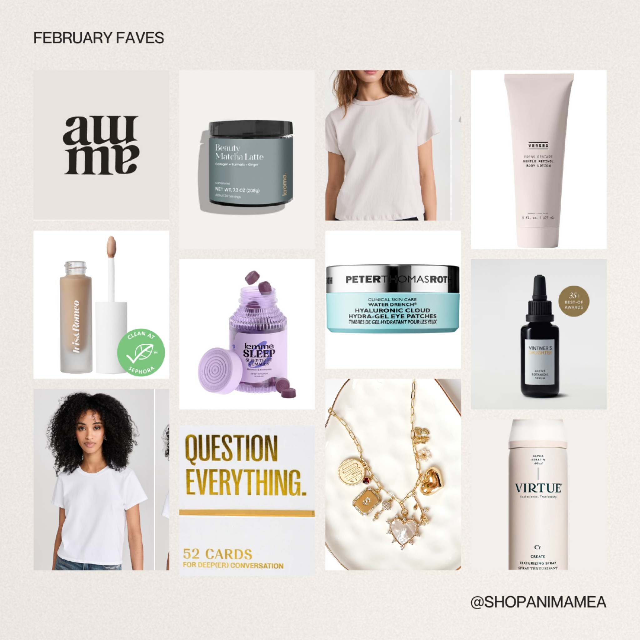 February Favorites // all of the products mentioned in my Feb Faves TikTok // charm necklace available at ShopAnimaMea.com / Matcha available at KromaWellness.com / Question Everything Card Game available at PrettySmartShop.com 

#LTKfindsunder100 #LTKstyletip #LTKbeauty