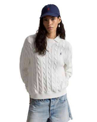 Cable Knit Cotton Polo Collar Sweater | Bloomingdale's (US)