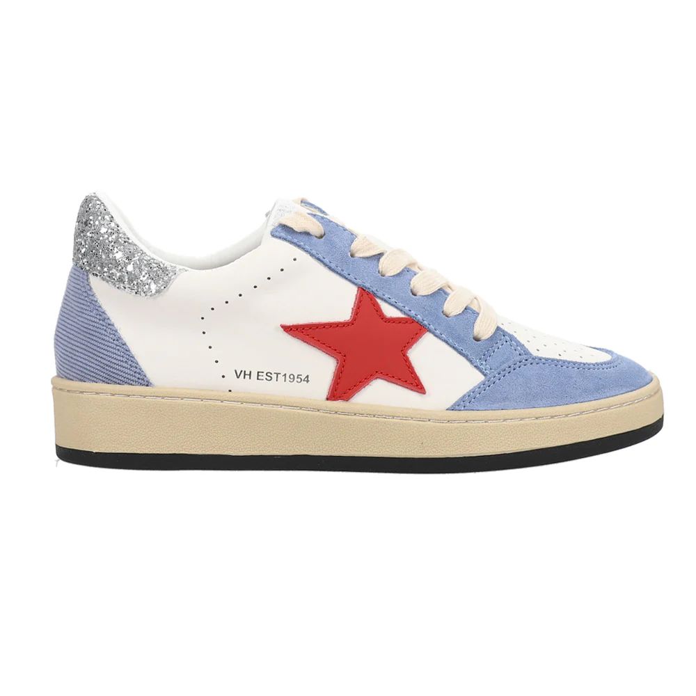 Shop Blue, White Womens Vintage Havana Denisse Glitter Lace Up Sneakers | Shoebacca