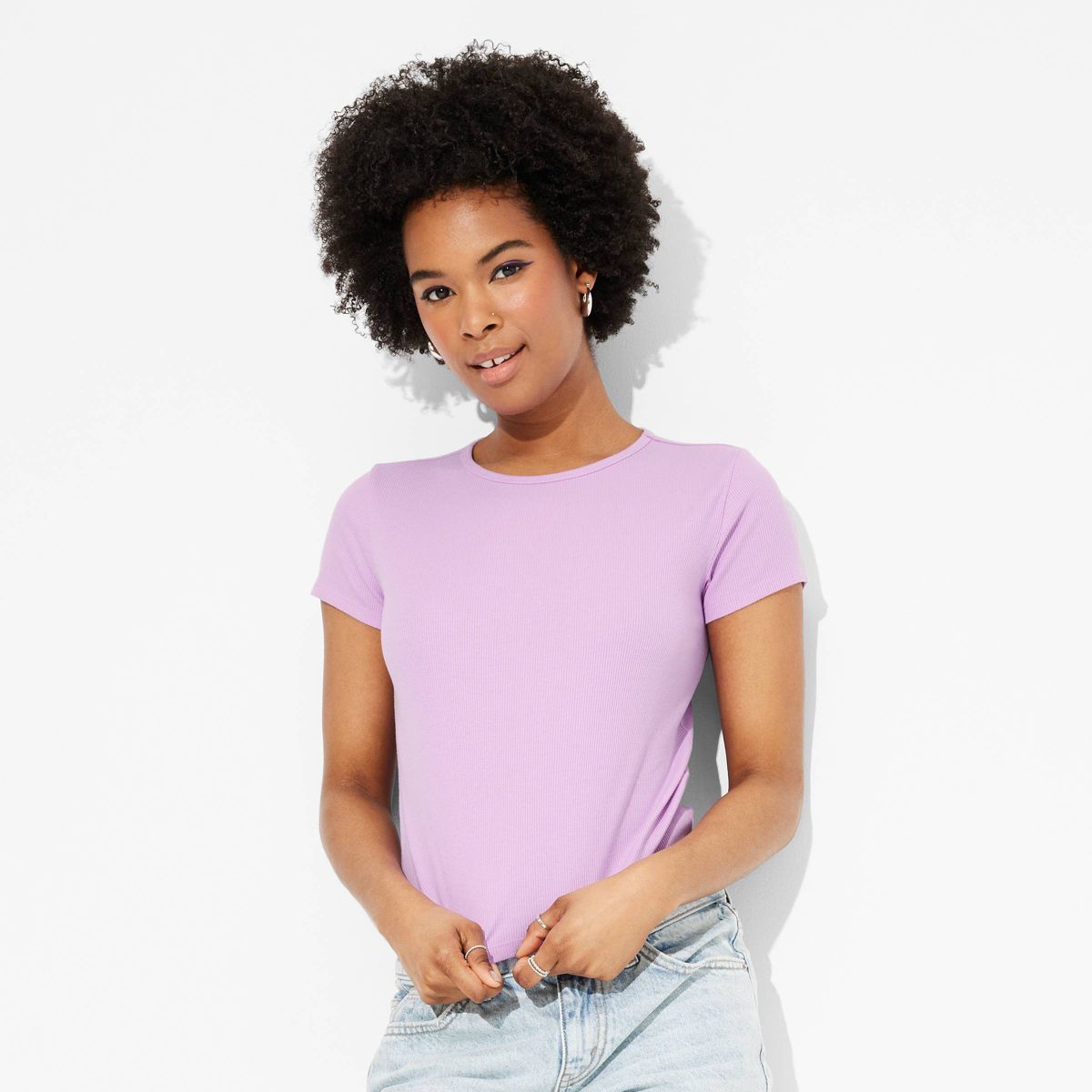 Women's Short Sleeve Ribbed Baby T-Shirt - Wild Fable™ | Target