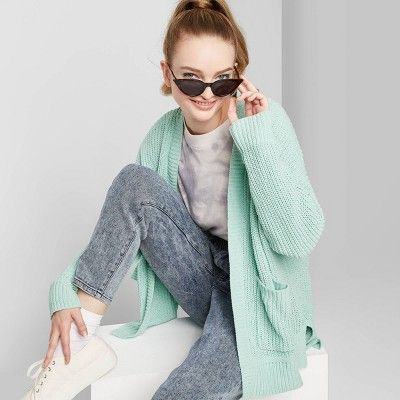 Women's Long Sleeve Open Oversized Cardigan - Wild Fable™ Green | Target