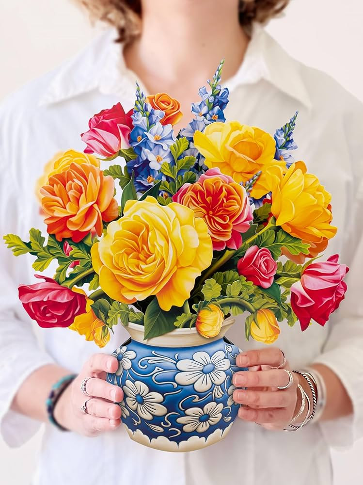 Freshcut Paper Pop Up Cards, Sorbet Roses, 12 Inch Life Sized Forever Flower Bouquet 3D Popup Gre... | Amazon (US)