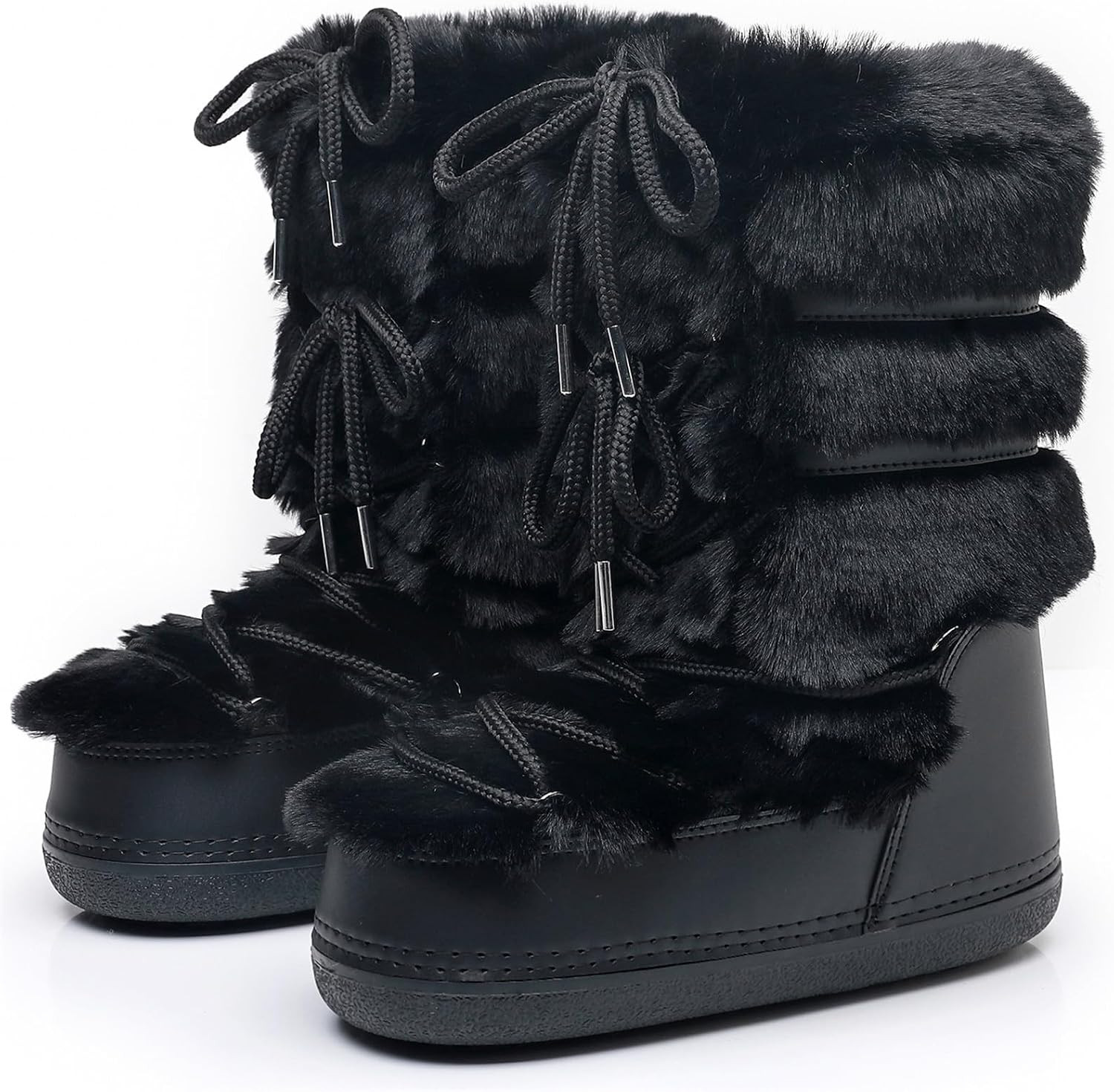 Furry Faux Fur Boots for Women Fuzzy Fluffy Winter Snow Boots Mid Claf | Amazon (US)