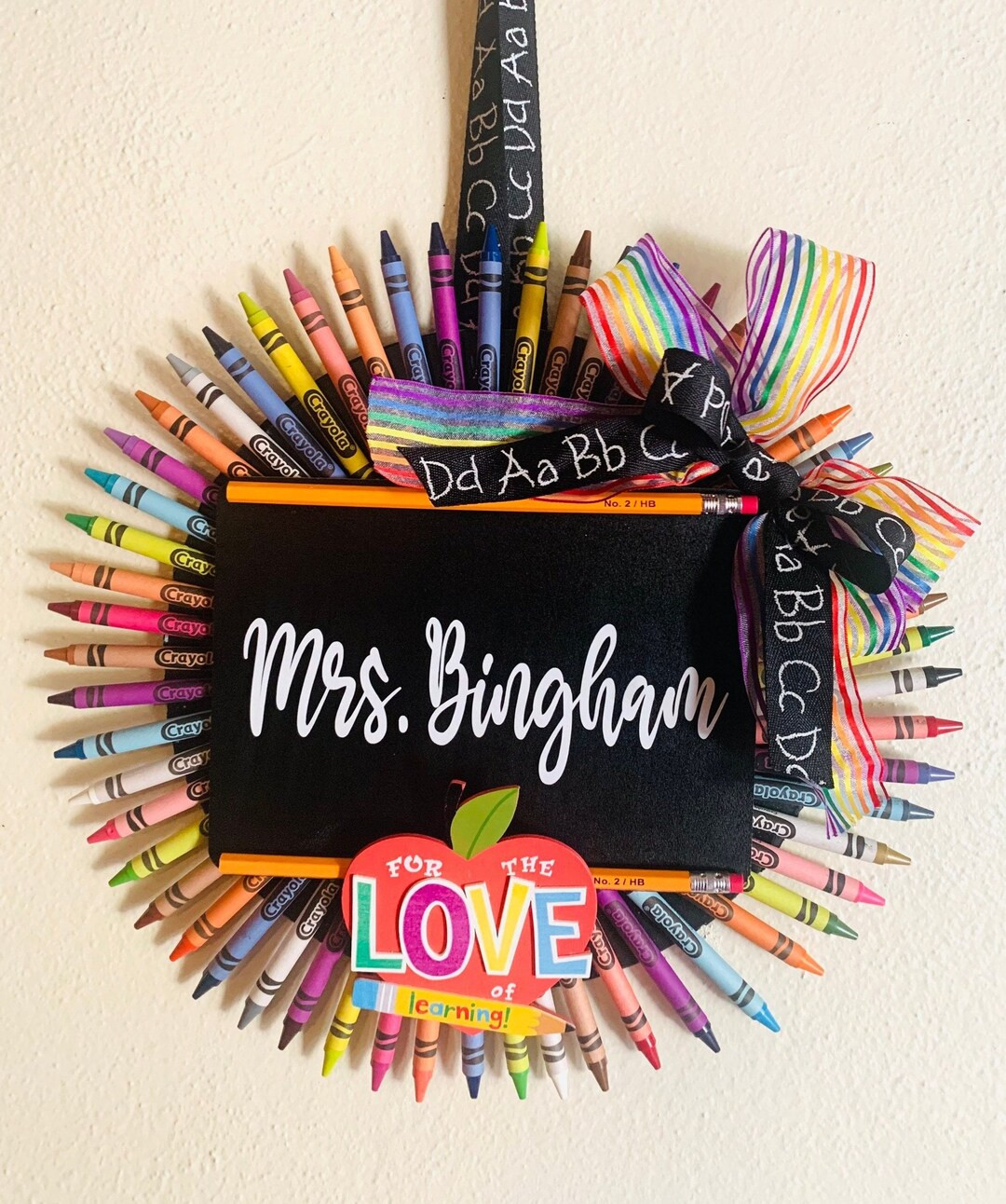Christmas Gift for Teacher Back to School Crayon Wreath - Etsy | Etsy (US)