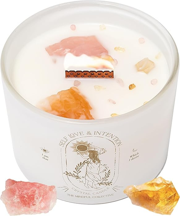 Large Crystal Candles for Women - 12oz Soy Wood Wick Candles That Crackle. Scented, Non-Toxic, Lu... | Amazon (US)