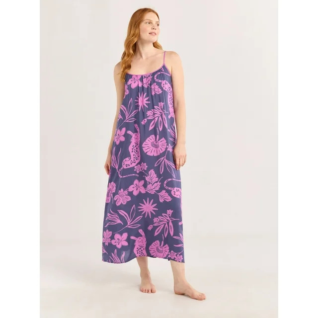 Joyspun Women’s Sleepwear Woven Strappy Maxi Nightgown, Sizes S-4X | Walmart (US)