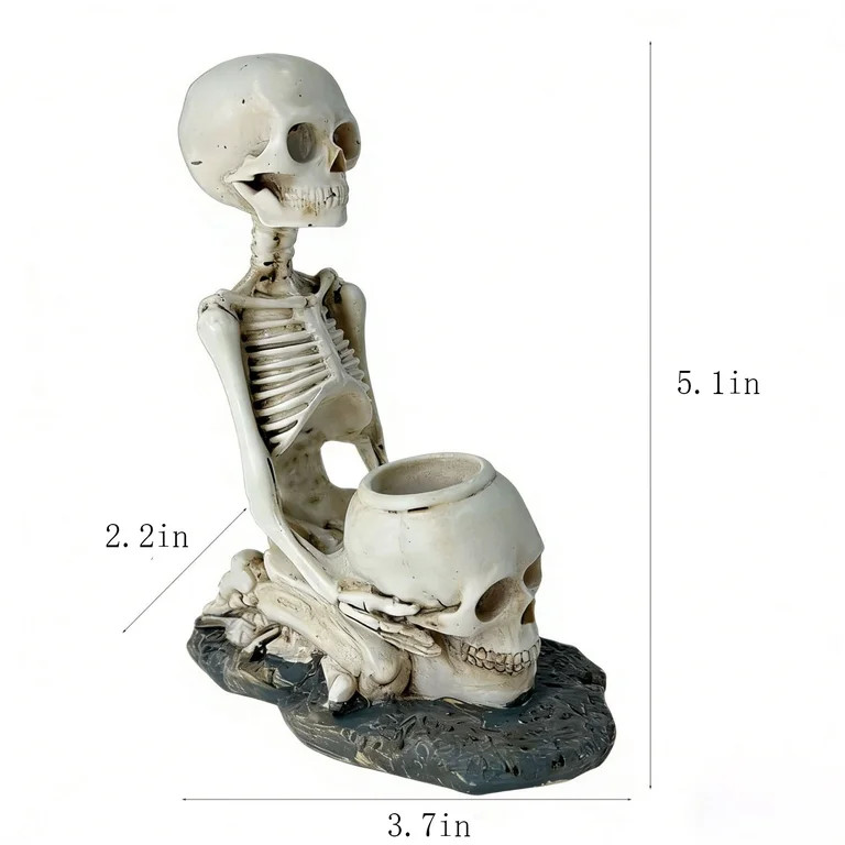 Dxssxc Halloween Skeleton Candle Holder, Spooky Skull Candlestick Figurine Gothic Decor for Table... | Walmart (US)