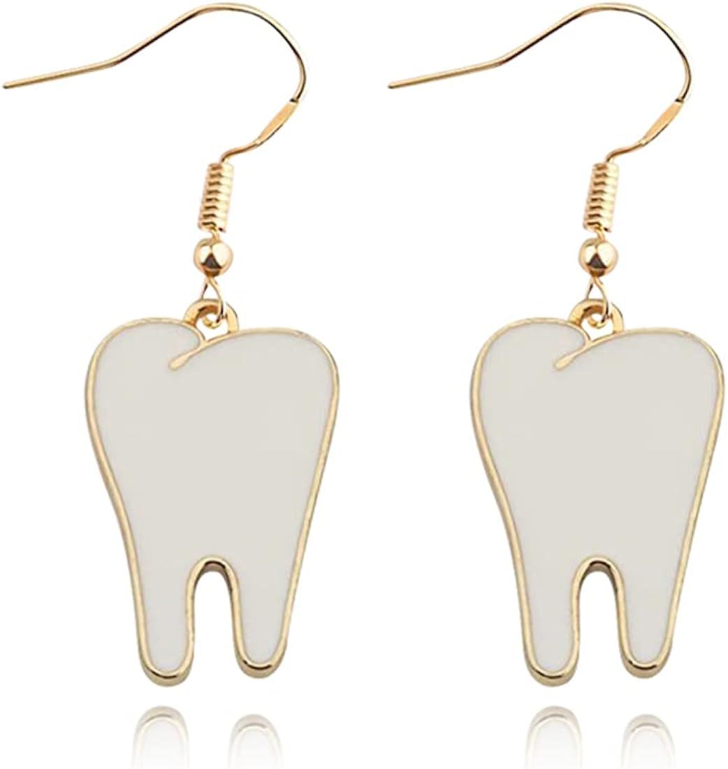 ANXIN Women Girl Dental Creative Cute Teeth Earrings Funny 3D Tooth Model Medical Hygienist Denti... | Amazon (US)