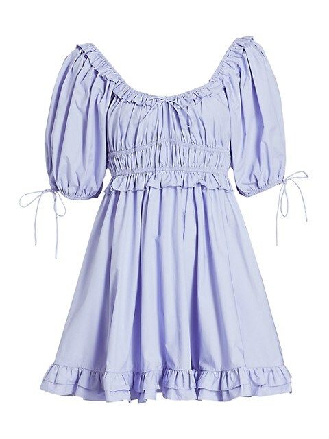 Danielle Smocked Puff-Sleeve Cotton Minidress | Saks Fifth Avenue