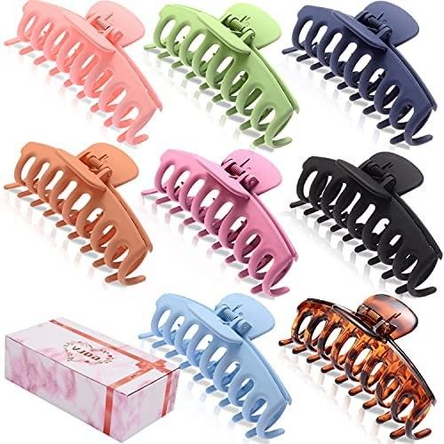 GQLV 8 PCS Large Hair Claw Clips for Women,4.4 Inch Big Banana Hair Clips for Thick Hair/Thin Hair,N | Amazon (US)