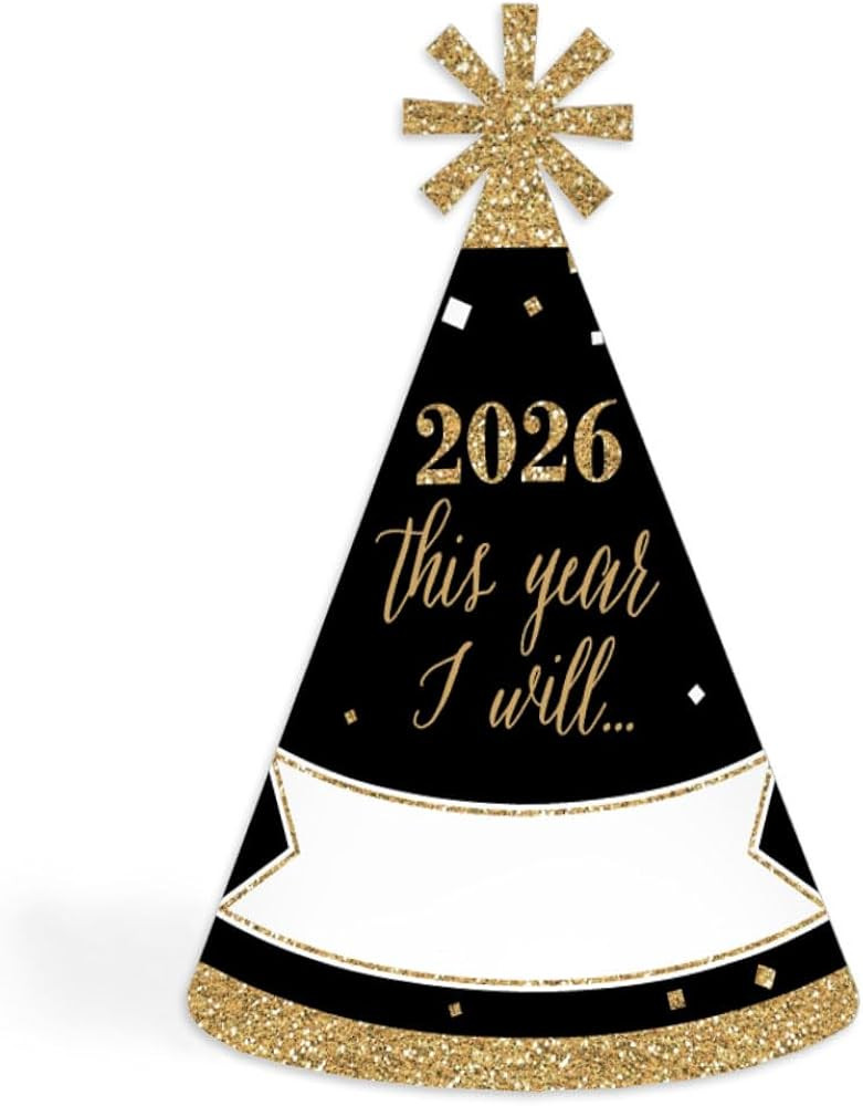Big Dot of Happiness New Year's Eve 2026 Cone Hat, New Year's Eve Resolution Party Hats, 2026 Par... | Amazon (US)