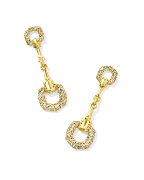 Beau Vintage Gold Pave Linear Earrings in White CZ | Kendra Scott
