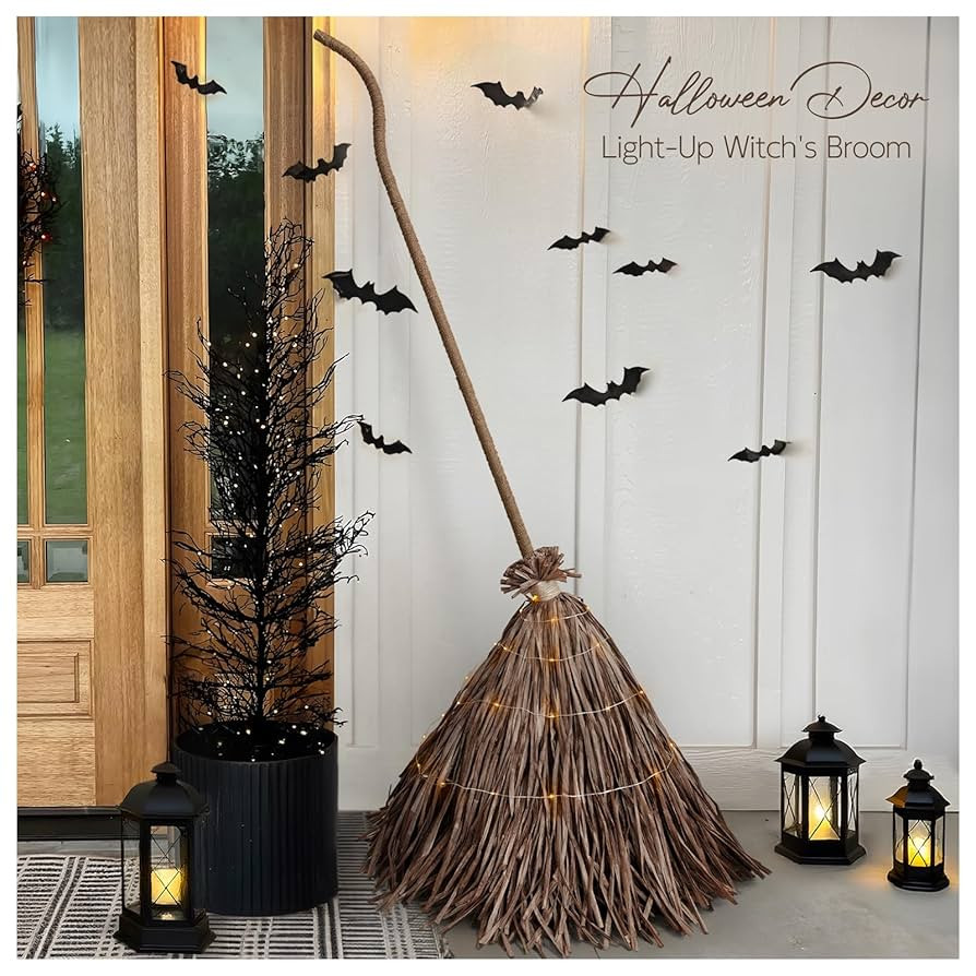 Halloween Decorations - Fall Decor for Home - 5.2 Ft Giant Light-Up Witches Broom - Rustic Farmho... | Amazon (US)