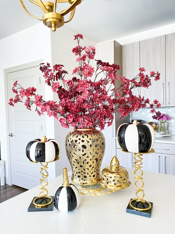 Black and White Pumpkin Decorative Pumpkin Striped Pumpkin | Etsy | Etsy (US)