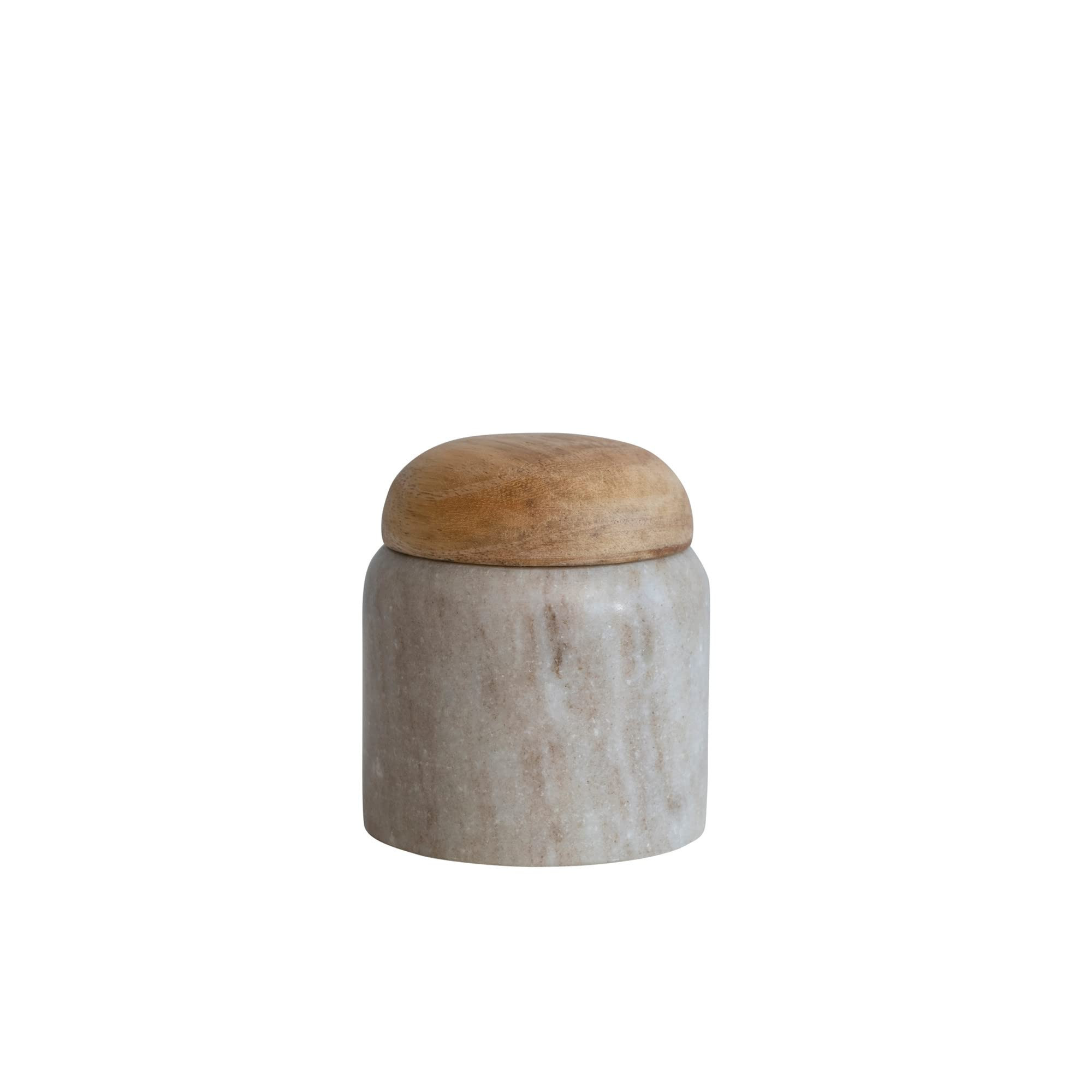 Creative Co-Op Modern Marble Wood Lid, Natural Canister | Amazon (US)