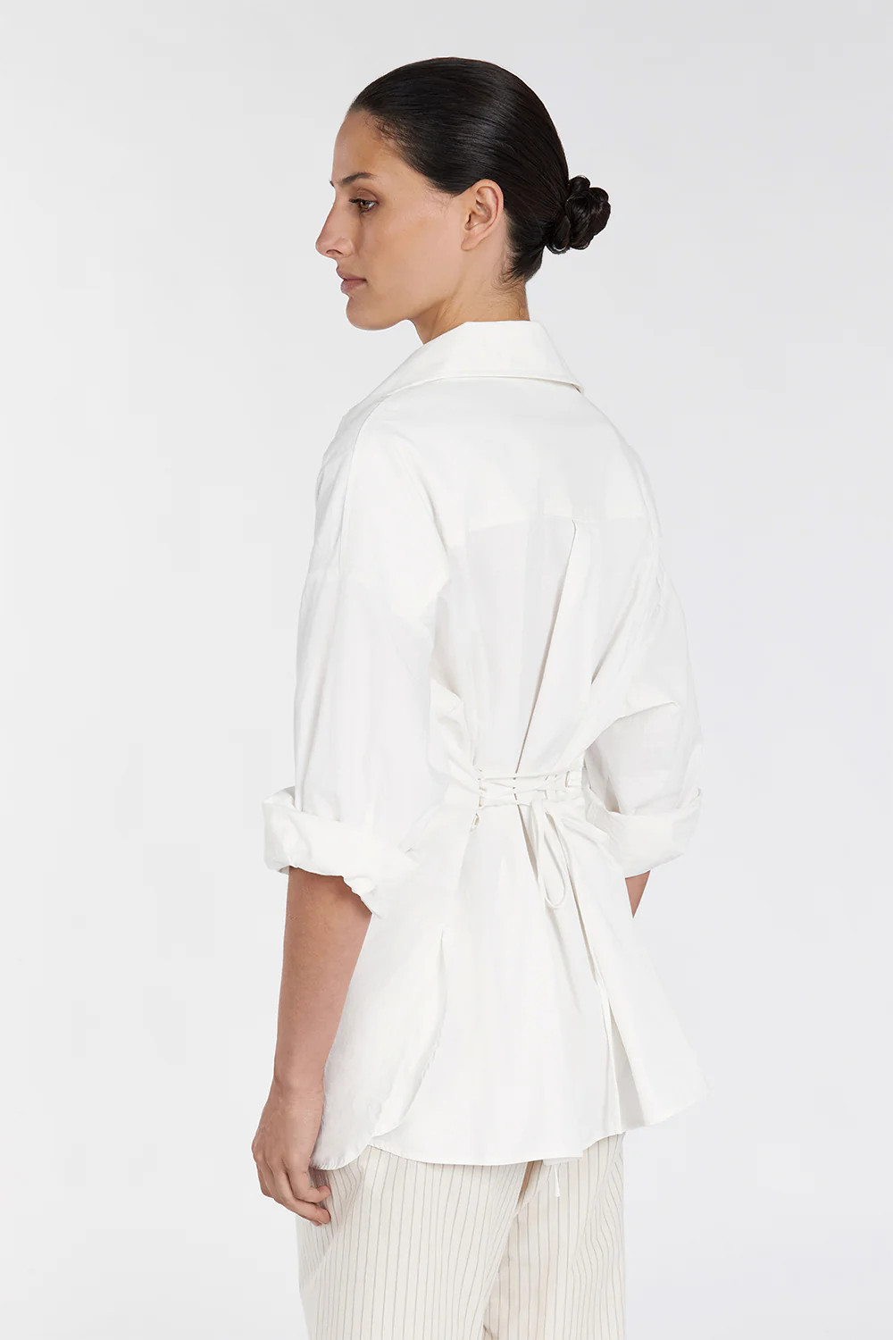 BLAKE WHITE OVERSIZED TIE SHIRT | DISSH